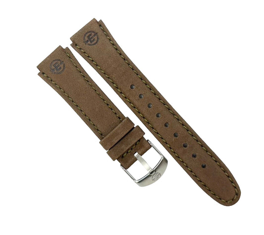 Watch Bands Brown 18x18MM Genuine Leather with green stitches - Universal Jewelers & Watch Tools Inc.