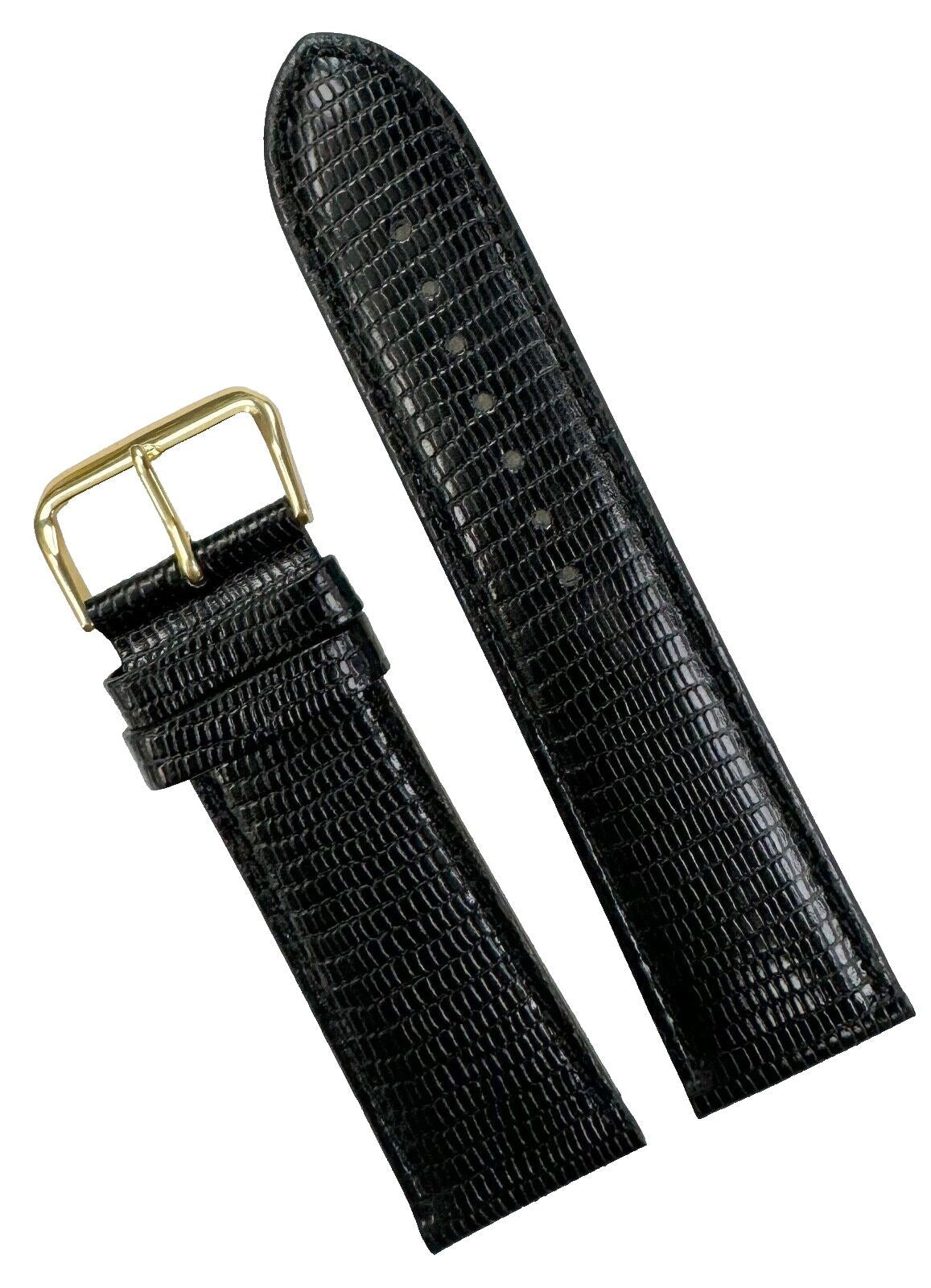 Watch Band 24MM Genuine Leather Black Lizard Grain Padded Excellent Quality - Universal Jewelers & Watch Tools Inc.
