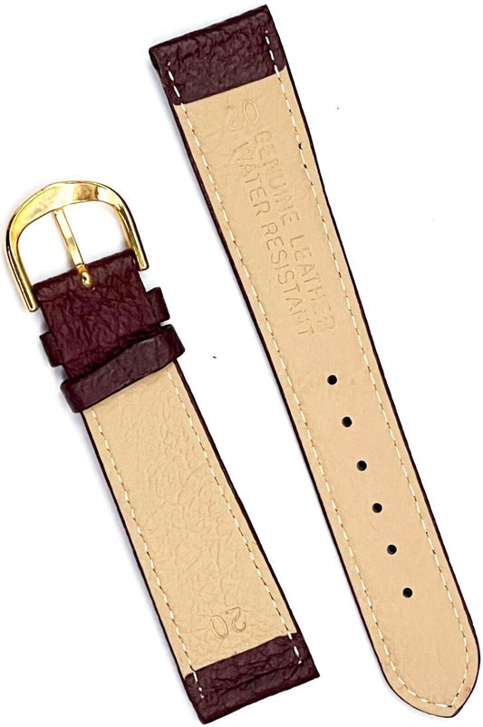 Watch Band Genuine Leather Burgundy Color Plain Flat stitched ,20MM - Universal Jewelers & Watch Tools Inc.