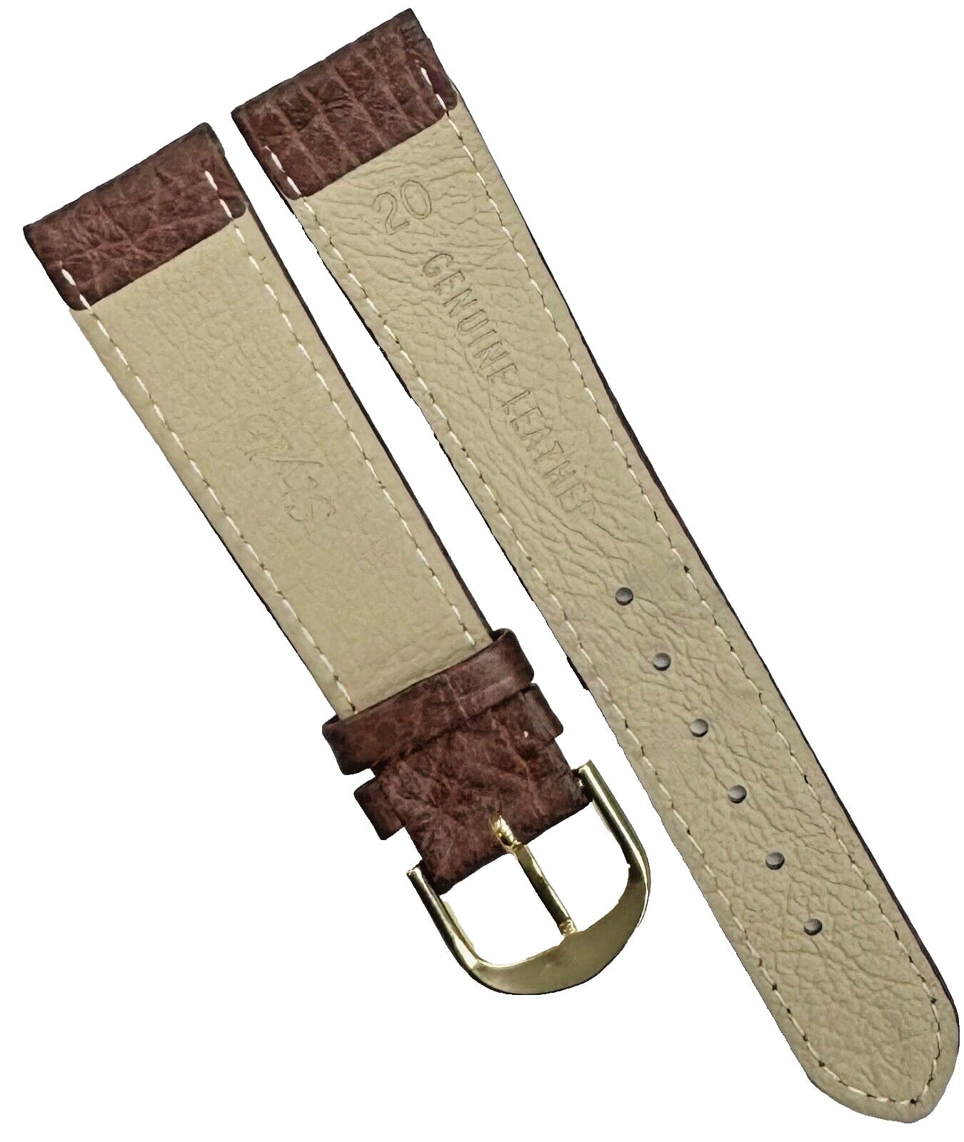 Watch Band Brown Genuine Leather Flat Stitched 20mm - Universal Jewelers & Watch Tools Inc.