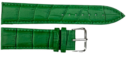Watch Band Green Genuine Leather Alligator Grain Padded, Stitched, 22mm - Universal Jewelers & Watch Tools Inc.