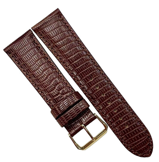 Best Quality WATCH BAND BROWN GENUINE LEATHER LIZARD GRAIN 22MM Regular - Universal Jewelers & Watch Tools Inc.