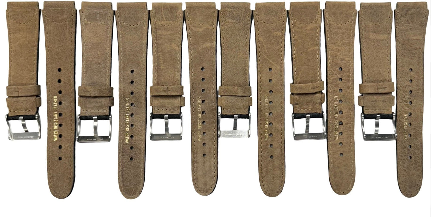 18 MM Black Genuine Leather Watch Band with stitches and bumps (Lot of 6 bands) - Universal Jewelers & Watch Tools Inc.