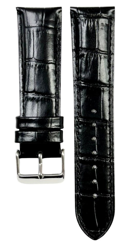 Watch Band Genuine Leather Alligator Grain Black Padded,Stitched 22mm - Universal Jewelers & Watch Tools Inc.