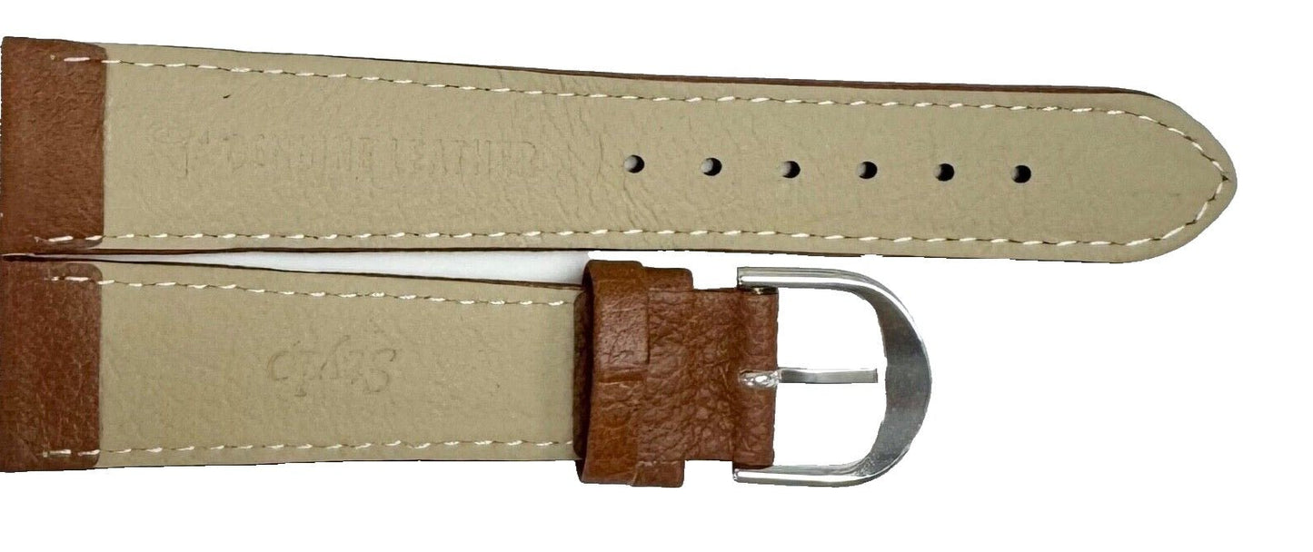 20MM Brown (TAN) Genuine Leather Grain Watch Band - Universal Jewelers & Watch Tools Inc.