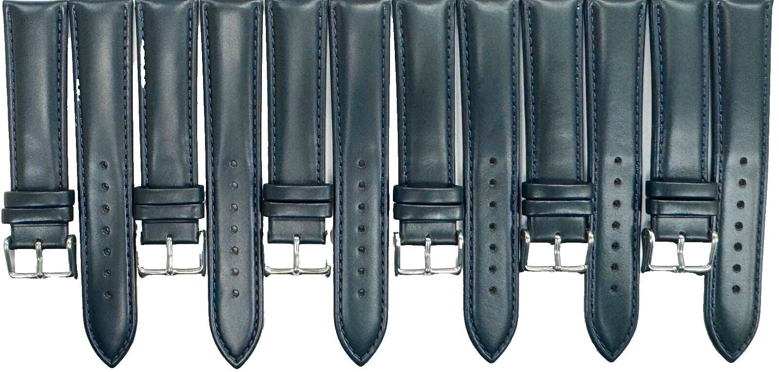 20MM, LOT OF 6 UNIVERSAL WATCH BANDS DARK DEEP BLUE GENUINE LEATHER PADDED - Universal Jewelers & Watch Tools Inc.