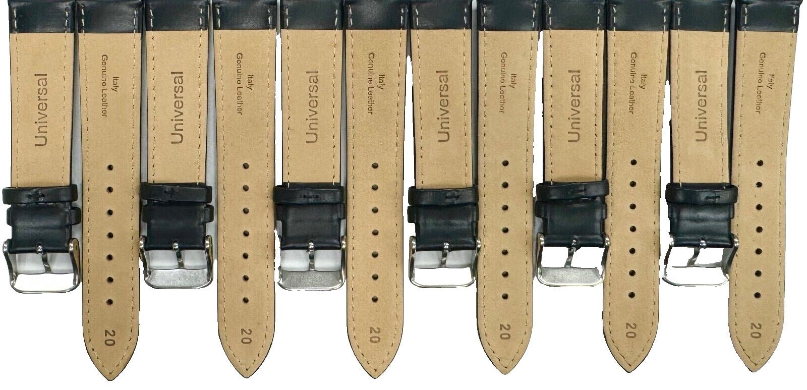 20MM, LOT OF 6 UNIVERSAL WATCH BANDS DARK DEEP BLUE GENUINE LEATHER PADDED - Universal Jewelers & Watch Tools Inc.