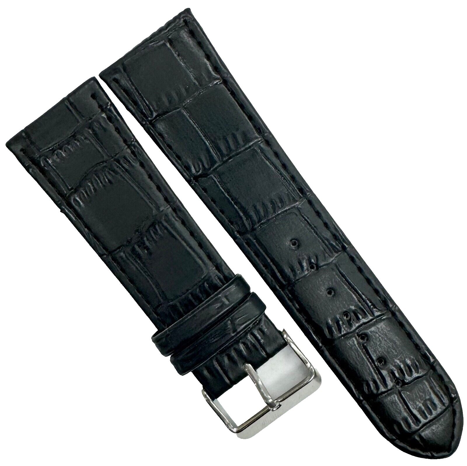 Watch Band Genuine Leather Black Alligator Grain Stitched 26mm (A1 Quality) - Universal Jewelers & Watch Tools Inc.