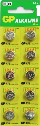 GP Alkaline Cell, A76, LR44, 1 Pack 10 Batteries, Available for bulk order - Universal Jewelers & Watch Tools Inc.