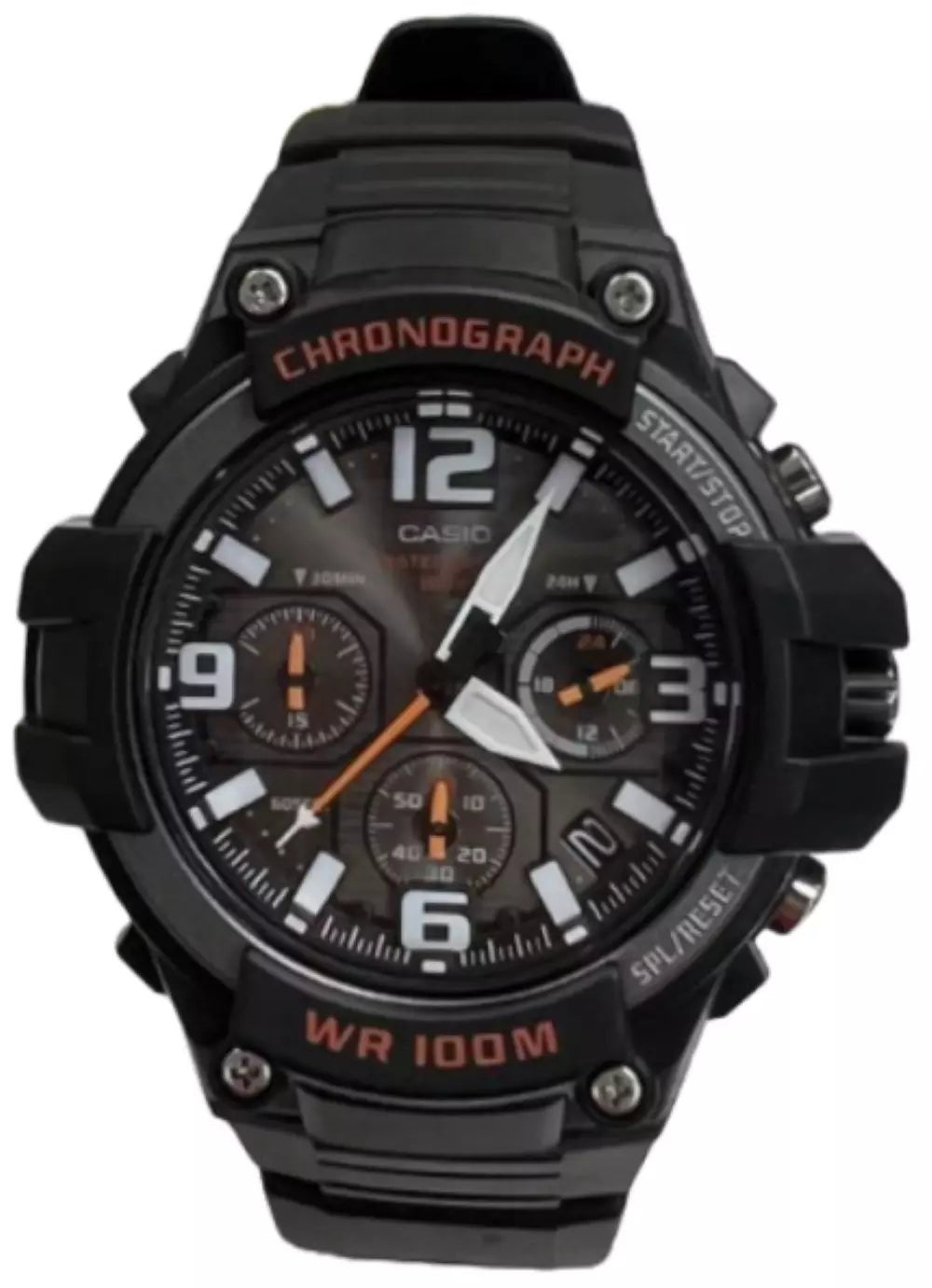 Casio G - Shock MCW - 100H Chronograph Black & Orange Analog Sports Men's Watch - Universal Jewelers & Watch Tools Inc.