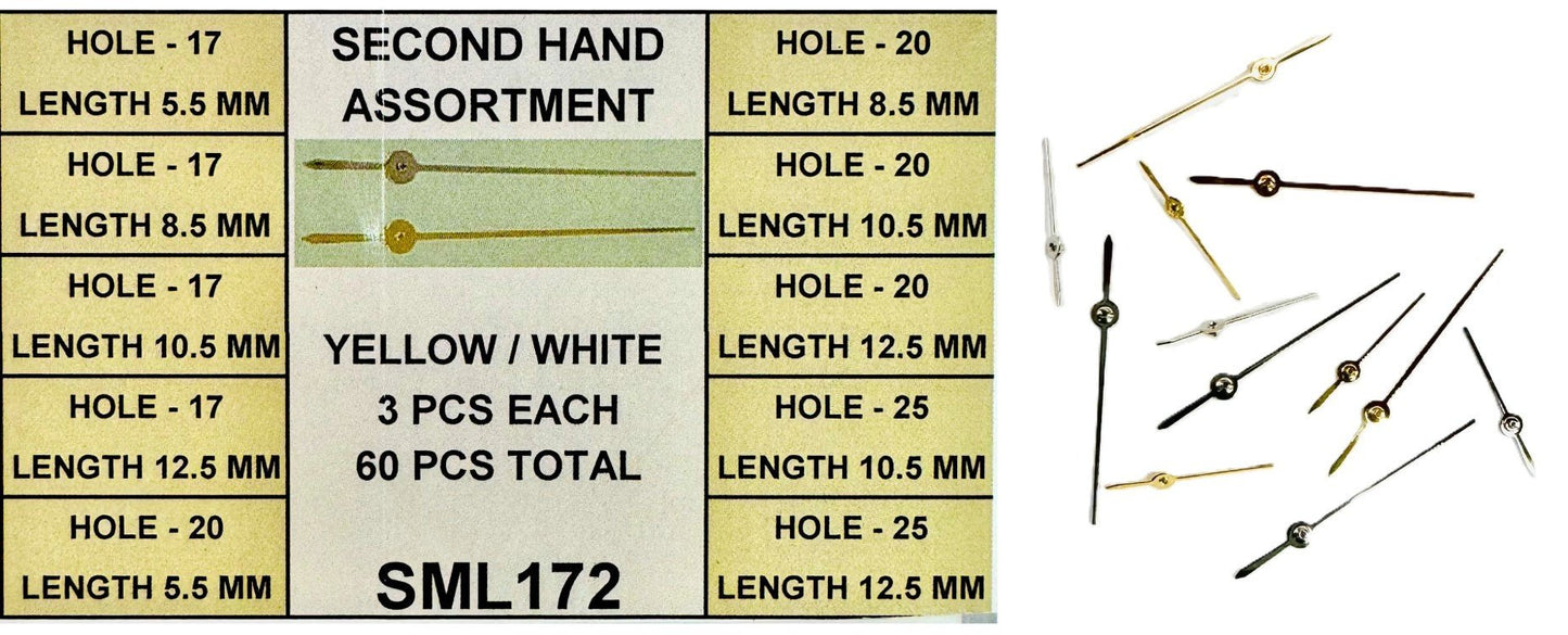 60 pcs Second Hands Assortment for Men & Ladies Watches - Universal Jewelers & Watch Tools Inc.