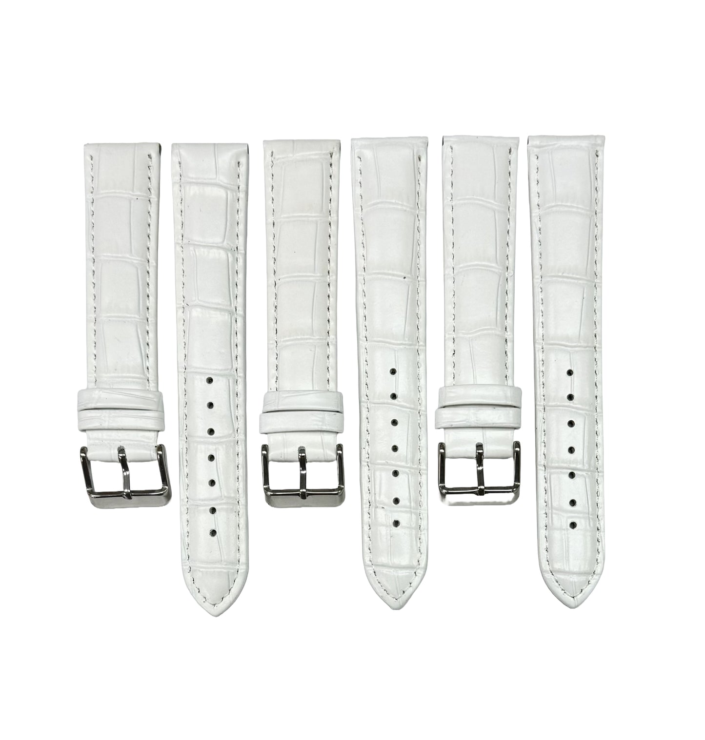 16-24mm, Genuine Leather, Alligator Grain, White Watch Band, Extra Large