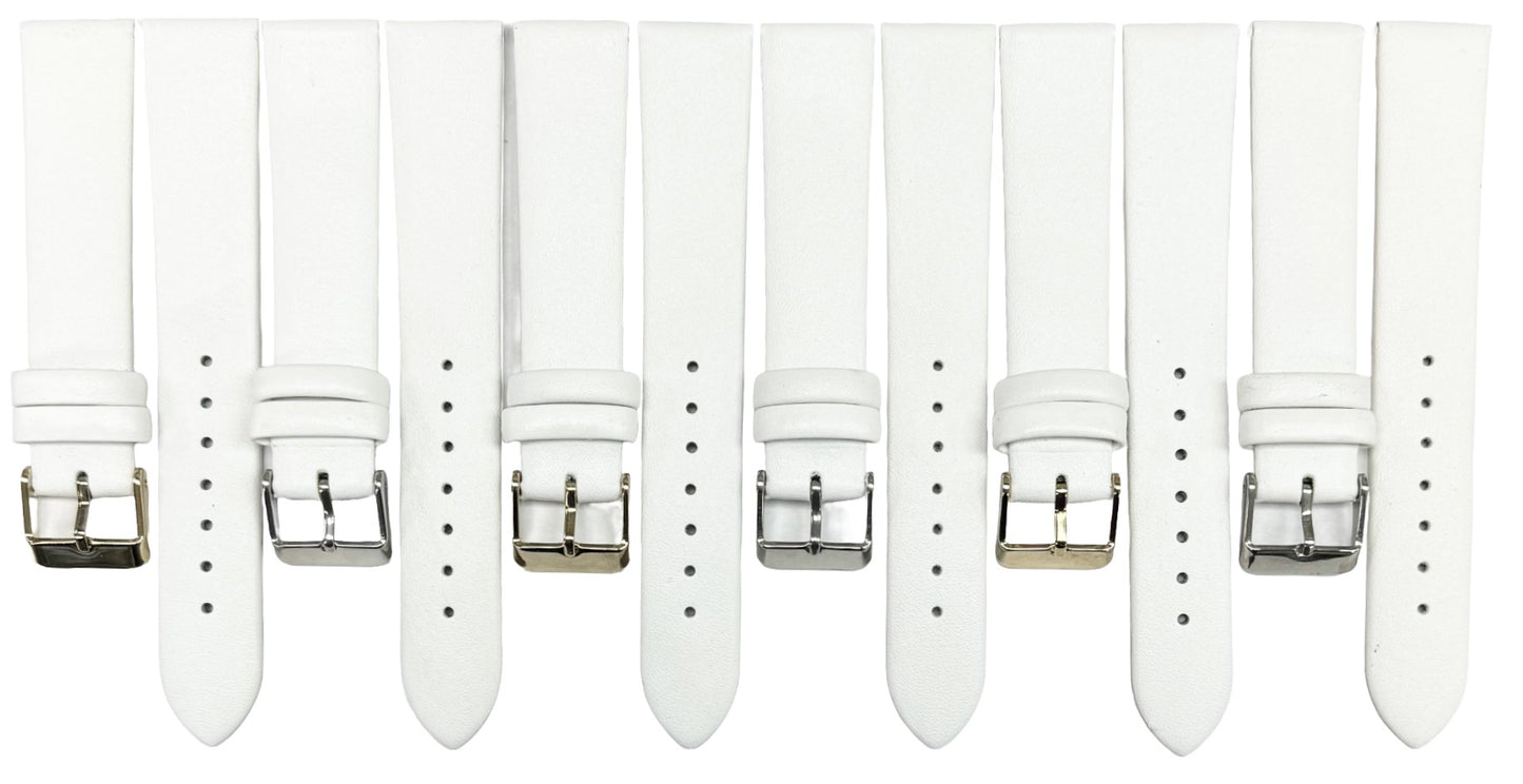 12 to 26mm Italian Genuine Leather Plain Classic White Watch Band with No Stitching - Universal Jewelers & Watch Tools Inc.
