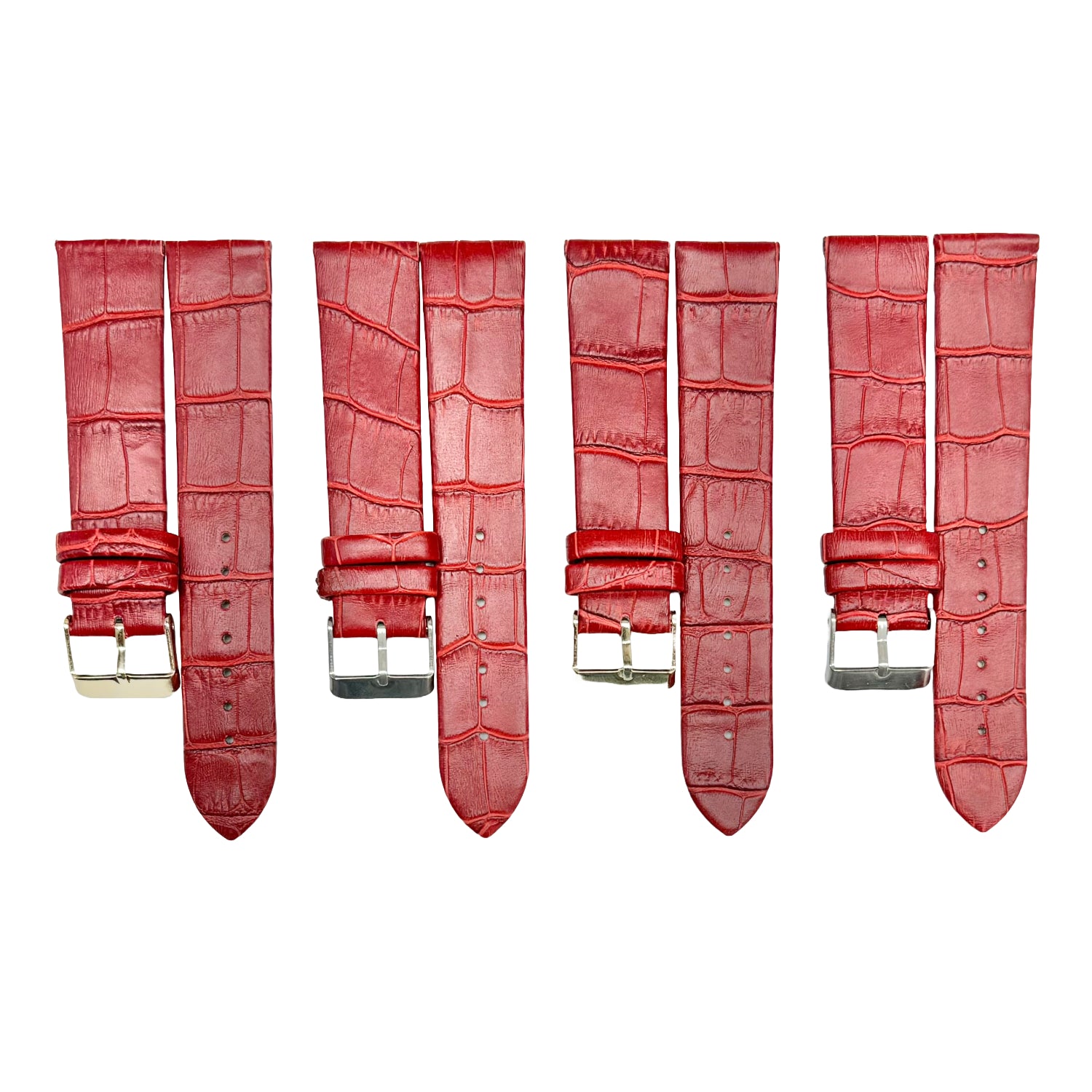 (12 - 24) mm Italian Genuine Leather, Maroon Alligator Grain, Flat Watch Band with Unstitched - Universal Jewelers & Watch Tools Inc.