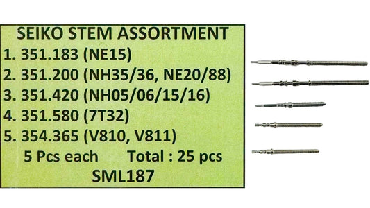 25 Pcs SEIKO Stem Assortment, Watchmaker Essential Tool - Universal Jewelers & Watch Tools Inc.