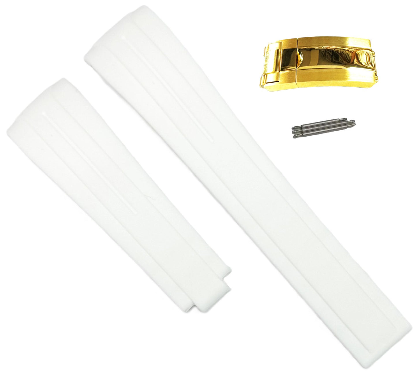 20mm Vulcanized Rubber White Replacement Strap for ROLEX Watches with Deployment Clasp - Universal Jewelers & Watch Tools Inc.