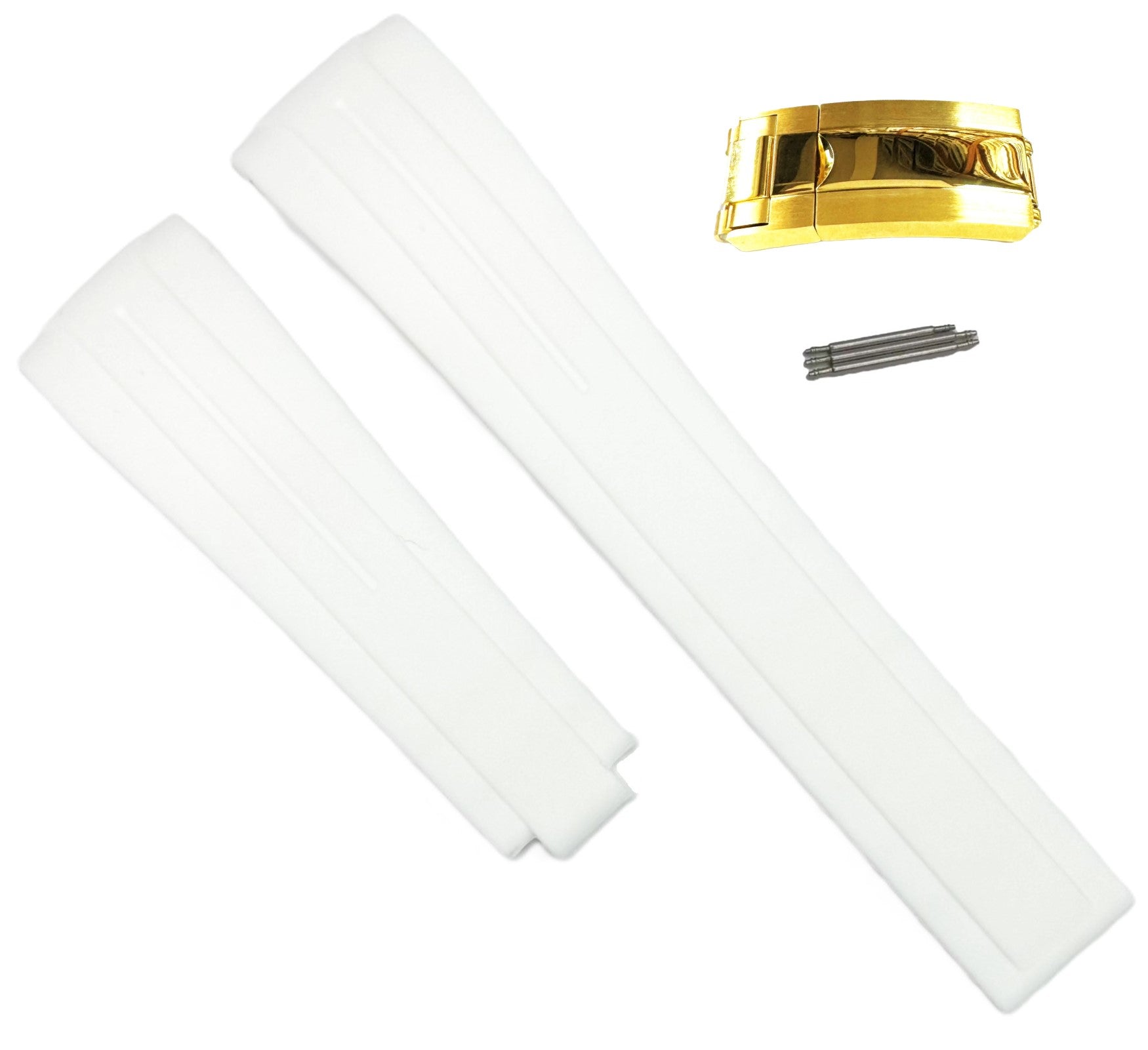 20mm Vulcanized Rubber White Replacement Strap for ROLEX Watches with Deployment Clasp - Universal Jewelers & Watch Tools Inc.