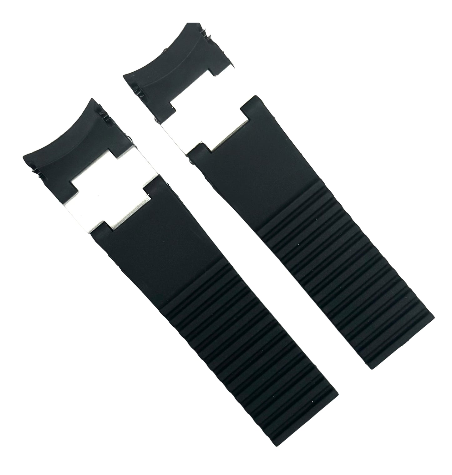 22mm Black Curved Rubber Watch Band for ULYSSE NARDIN Maxi Marine Watches - Universal Jewelers & Watch Tools Inc.