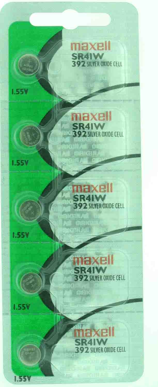 Maxell Watch Batteries SR41SW/392 Silver Oxide New Sealed (Pack of 5Pcs.)