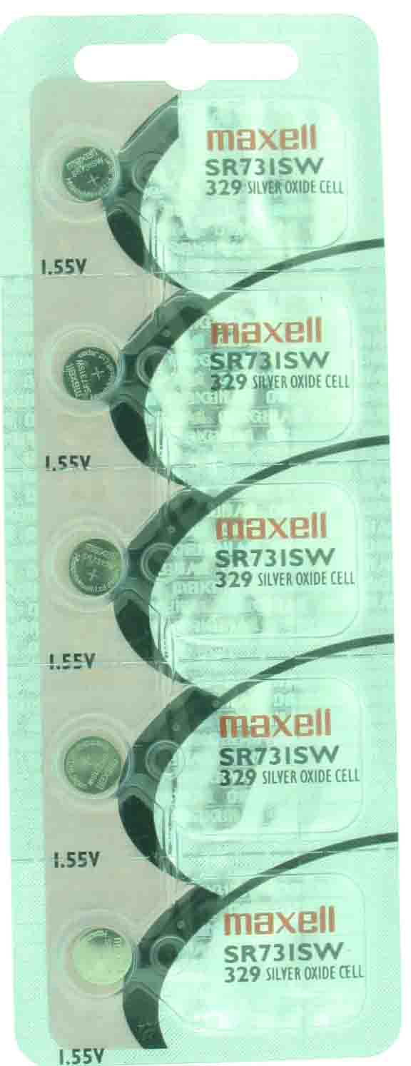 Maxell Watch Cell Batteries SR731SW/329 Silver Oxide New Sealed (Pack of 5Pcs.)