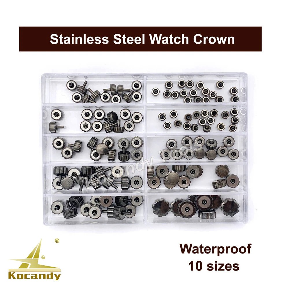 Watch Parts Stainless Steel Watch Crown Tubes Pipes Mixed Sizes for Waterproof Crown As Watchmakers Repair Tool - Universal Jewelers & Watch Tools Inc.