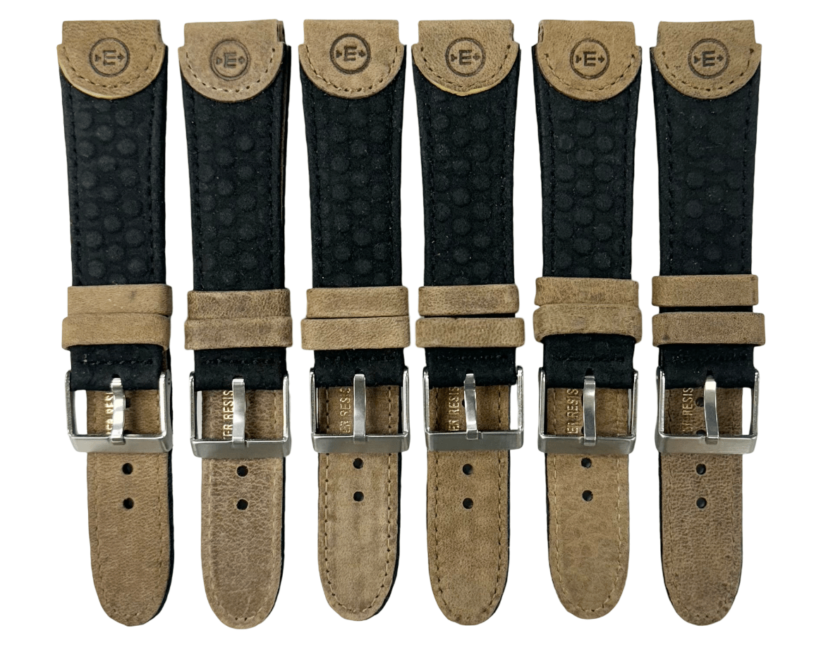 18 MM Black Genuine Leather Watch Band with stitches and bumps (Lot of 6 bands) - Universal Jewelers & Watch Tools Inc.