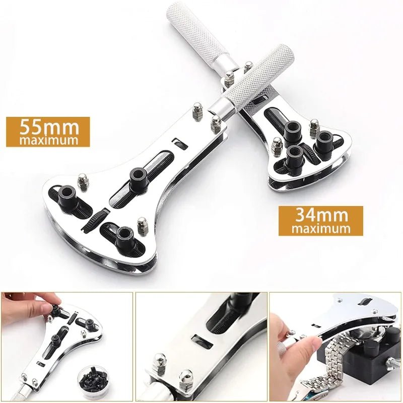20pcs Watch Repair Tools Opener Steel 4 Type Paws Adjustable Watch Back Cover Opener Backcase open Tool With Movement Holder - Universal Jewelers & Watch Tools Inc.