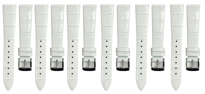 Lot of 6PCS Multi - Color Leather Size (20✖14)mm Flat Unstitched Alligator Grain Watch Band - Universal Jewelers & Watch Tools Inc.