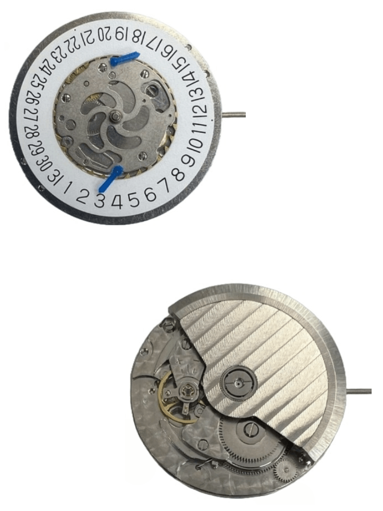 Chinese Automatic Mechanical Watch Movement Calendar 2BA0 4Hands, Second Hand at 6:00 Overall Height 8.1mm - Universal Jewelers & Watch Tools Inc.