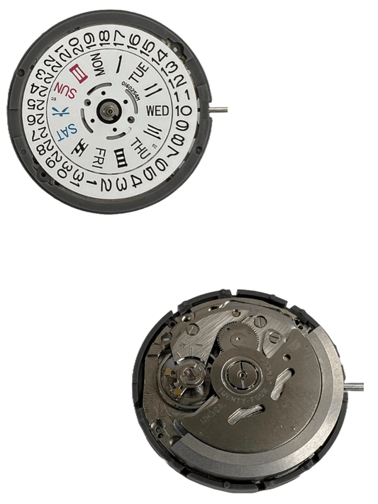 Seiko Automatic Watch Movement NH36/NH36A Date/Day at 3:00 White Date Wheel, Overall Height 7.4mm - Universal Jewelers & Watch Tools Inc.