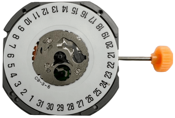 Miyota Watch Movement 1S13 - 6 Quartz Day/Date at 3:00 Overall Height: 4.1mm - Universal Jewelers & Watch Tools Inc.