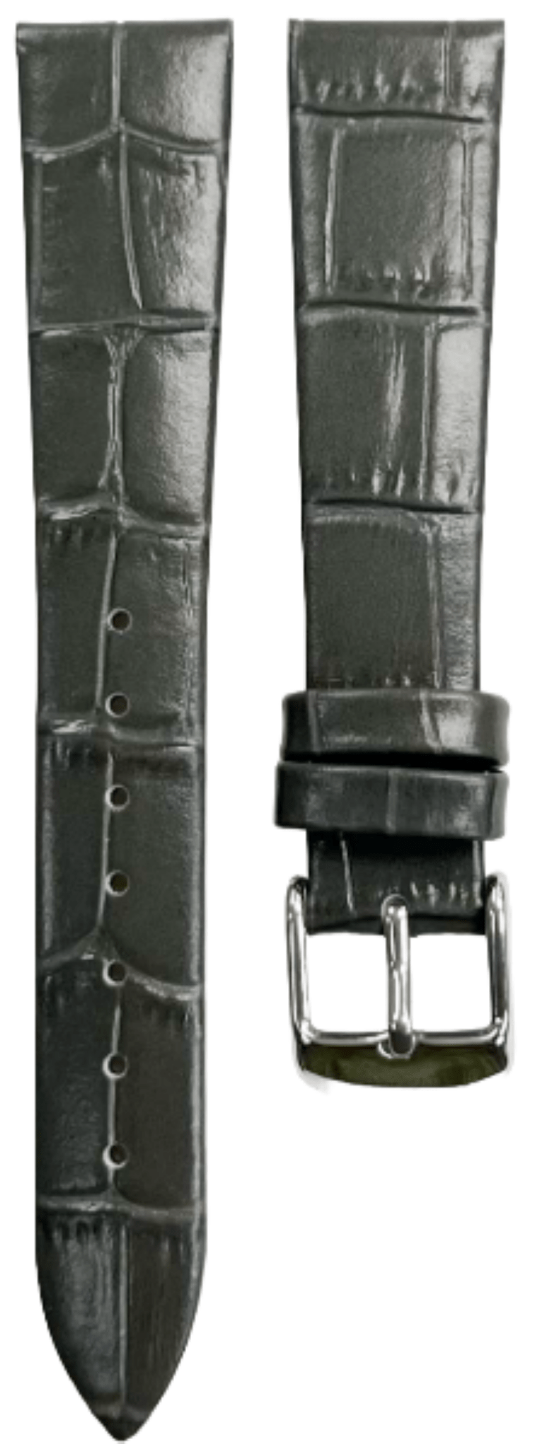 1PC Grey Leather Flat Unstitched Alligator Grain Watch Band Size 18MM - Universal Jewelers & Watch Tools Inc.