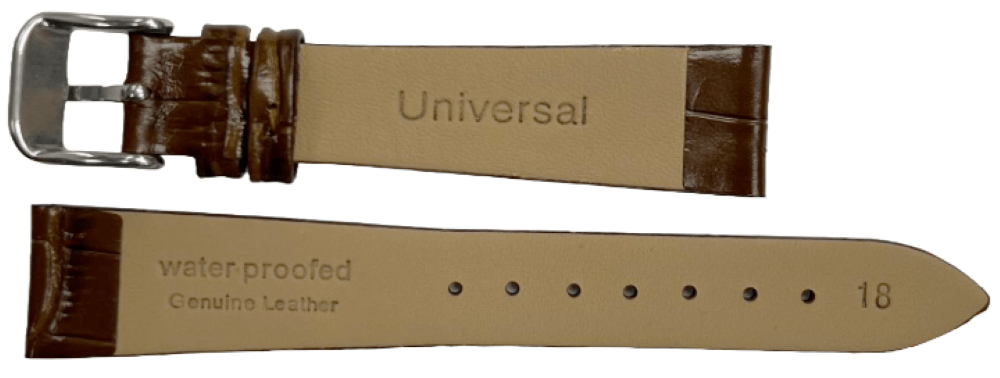 Lot of 6PCS Brown Leather Flat Unstitched Alligator Grain Watch Band Size 18MM - Universal Jewelers & Watch Tools Inc.