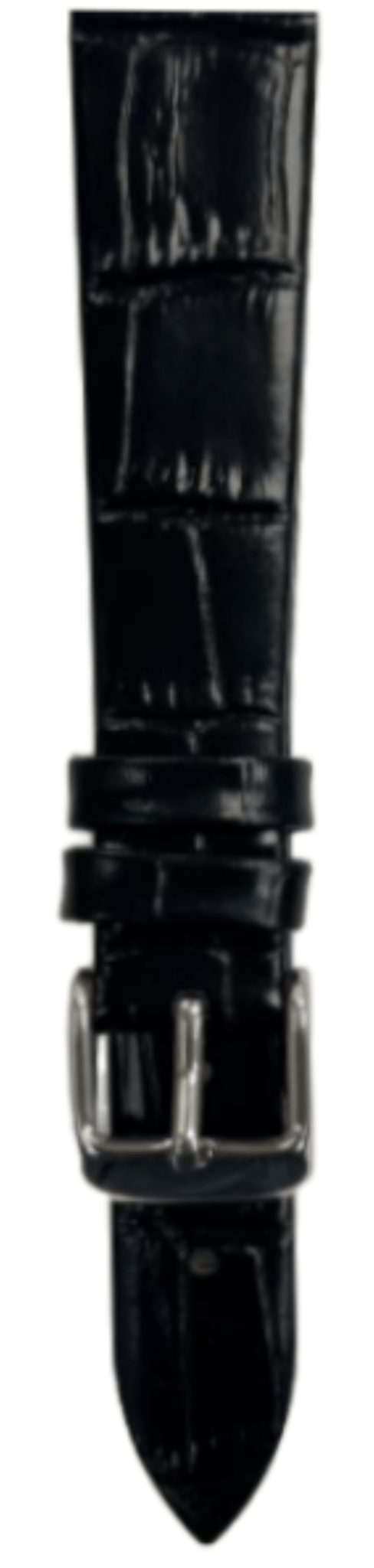 1PC Black Leather Flat Unstitched Alligator Grain Watch Band Size 18MM - Universal Jewelers & Watch Tools Inc.