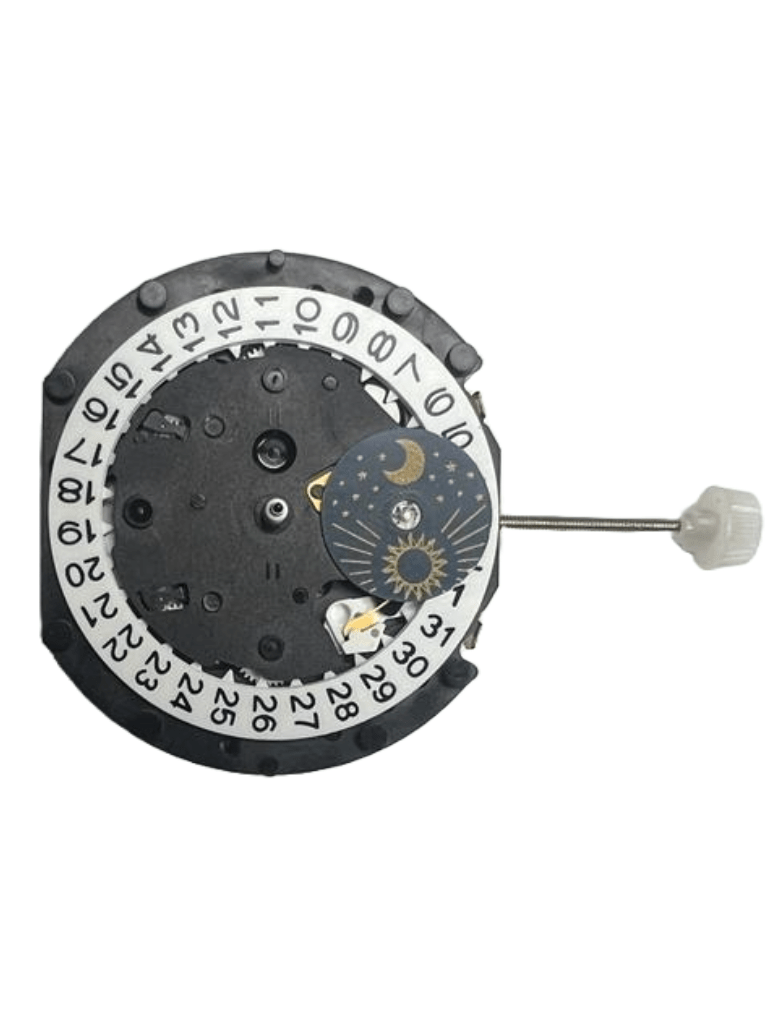 Sunon Chinese Multi Function Watch Movement PE90 - 06 3H and 4EYES Date At 4.30 Overall Height: 6.8mm - Universal Jewelers & Watch Tools Inc.