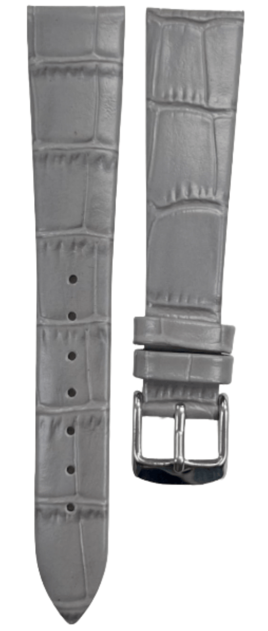 1PC Dark Gray Leather Flat Unstitched Alligator Grain Watch Band Size 18MM - Universal Jewelers & Watch Tools Inc.