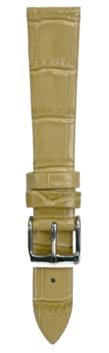 1PC Beige Leather Flat Unstitched Alligator Grain Watch Band Size 18MM - Universal Jewelers & Watch Tools Inc.