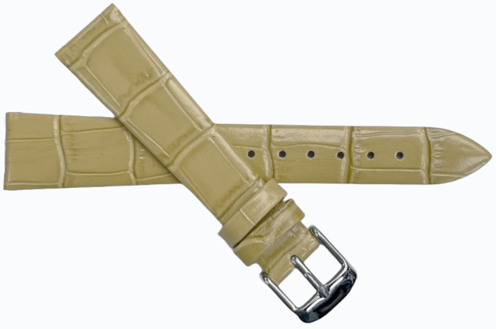 Lot of 6PCS Beige Leather Flat Unstitched Alligator Grain Watch Band Size 18MM - Universal Jewelers & Watch Tools Inc.