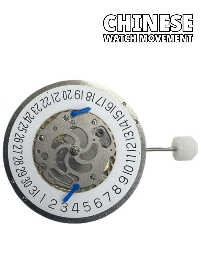 Chinese Automatic Mechanical Watch Movement Calendar 2BA0 4Hands, Second Hand at 6:00 Overall Height 8.1mm - Universal Jewelers & Watch Tools Inc.