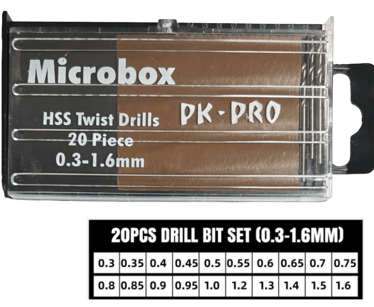 Drills Twisted HSS, Set of 20PCs in Plastic Tray for Crafts & Jewelry (0.3 - 1.6)mm - Universal Jewelers & Watch Tools Inc.