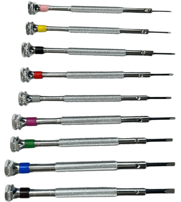 Screwdriver Set in Wooden Box 9 Piece kit Watch and Jewelry (0.60 - 3.00)mm, Watchmaker Tools - Universal Jewelers & Watch Tools Inc.