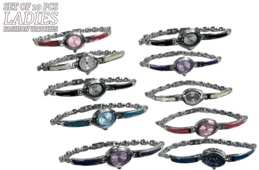 10pcs Set Women's Fashion Steel Band A01 Quartz Fashion Watch Multi - Bracelet Color - Universal Jewelers & Watch Tools Inc.