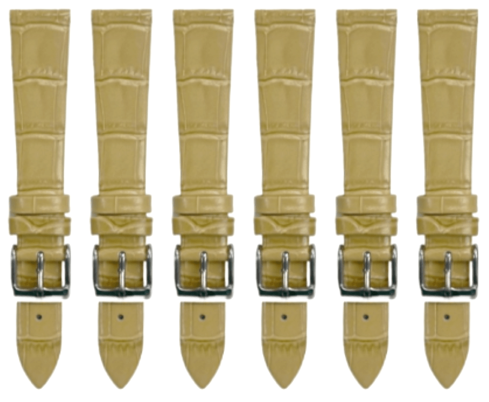 Lot of 6PCS Multi - Color Leather Size (20✖14)mm Flat Unstitched Alligator Grain Watch Band - Universal Jewelers & Watch Tools Inc.