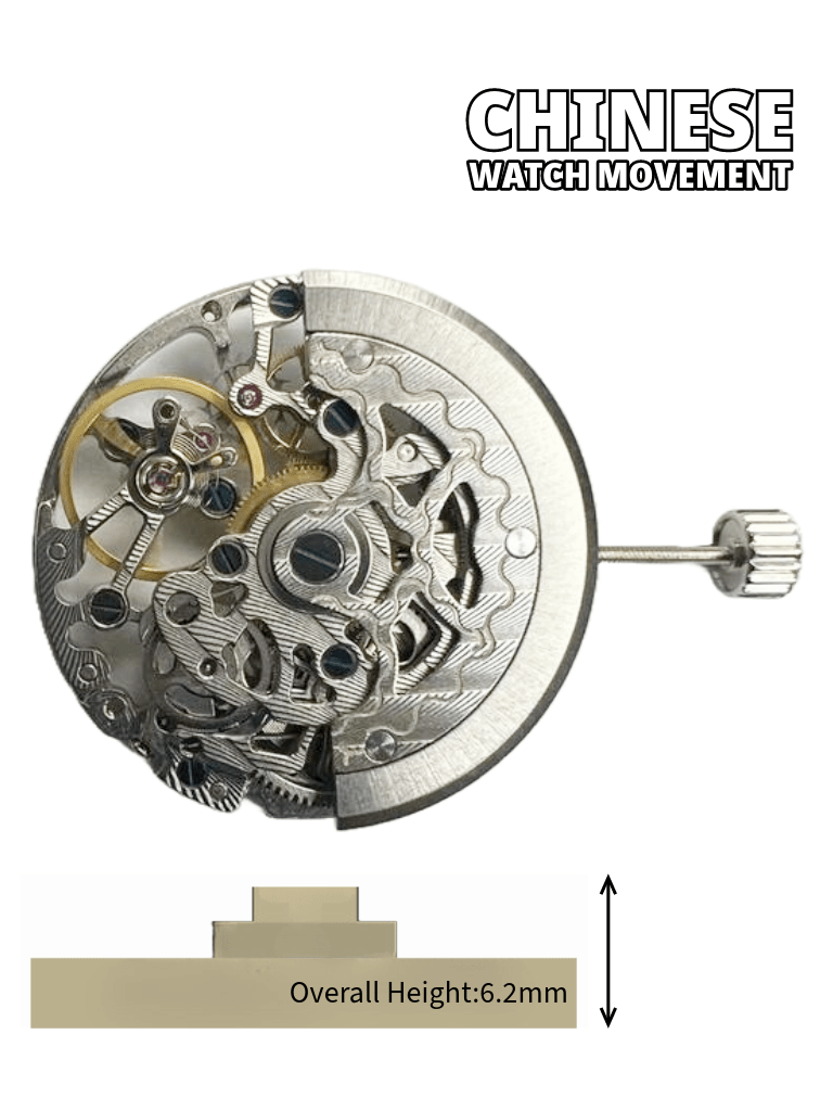 Chinese Automatic Watch Movement TY2723 2Hand Overall Height 6.2mm - Universal Jewelers & Watch Tools Inc.