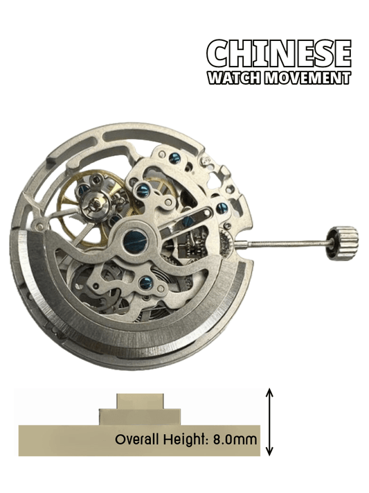 Chinese Watch Movement Automatic Mechanical TY2809 3Hands Overall Height 8.0mm - Universal Jewelers & Watch Tools Inc.