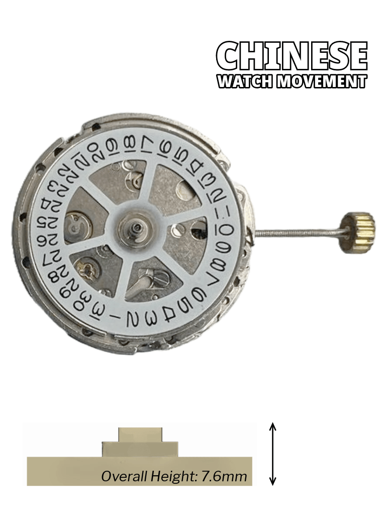 Automatic Watch Movement DG 2813 Calendar Display Overall Height 7.6mm Universal Jewelers Watch Tools Inc