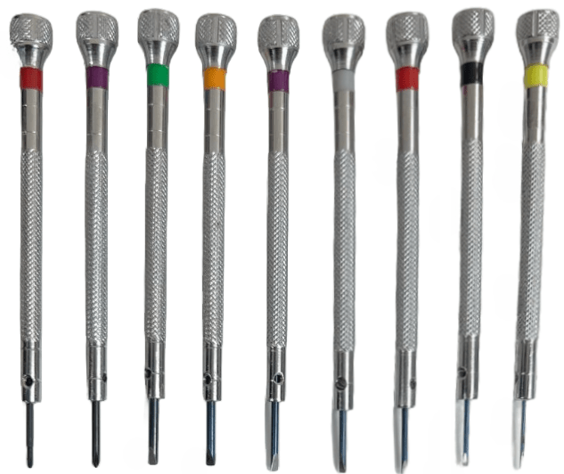 9pcs Watch Repair Tool Top Grade Stainless Screwdrivers w/Rotatable Stand, Watchmaker Tool - Universal Jewelers & Watch Tools Inc.