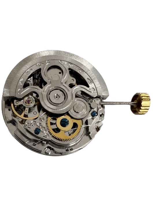 Multi - Function Automatic Watch Movement 2198, 3 HANDS ENGRAVED SKELETON Overall Height 7.7mm - Universal Jewelers & Watch Tools Inc.