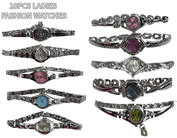 10pcs Set Women's Fashion Steel Band A14 Quartz Multi - Design Watch Bracelet - Universal Jewelers & Watch Tools Inc.
