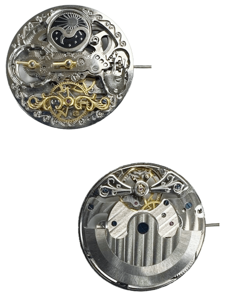 Chinese Automatic Double Barrels Watch Movement Z - 2034 2H at center Overall Height 8.7mm - Universal Jewelers & Watch Tools Inc.